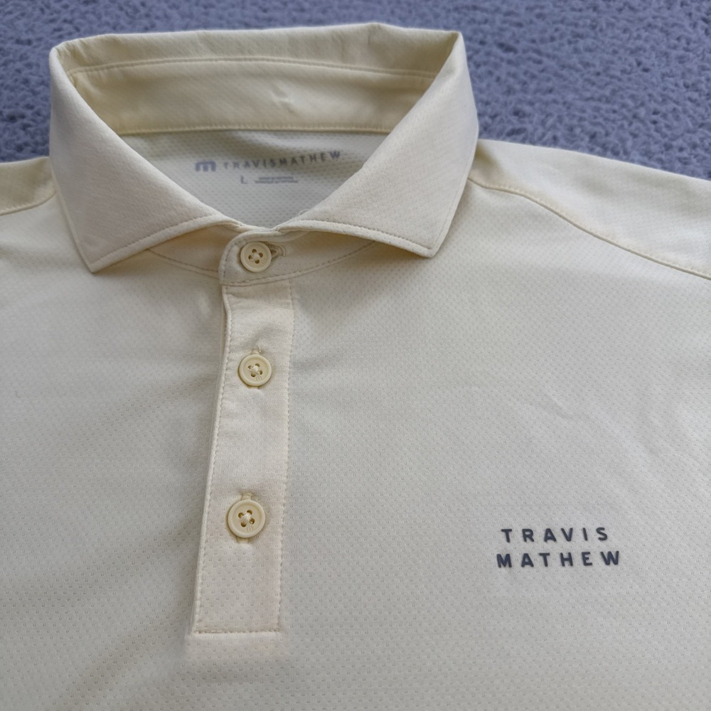 Travis Mathew Polo Shirt Mens Large Yellow Solid Performance Stretch 1MAA533